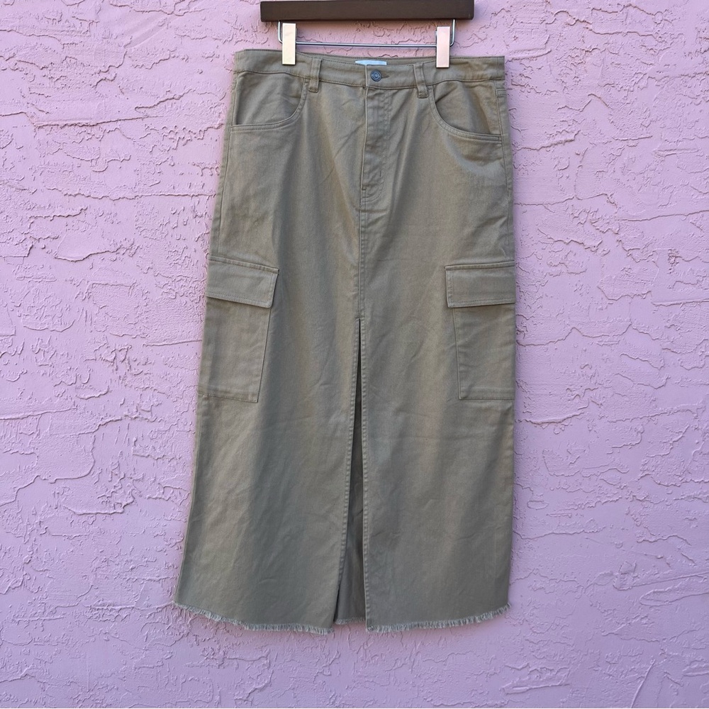 Steve Madden Tan Cargo Denim Maxi Skirt Size Large